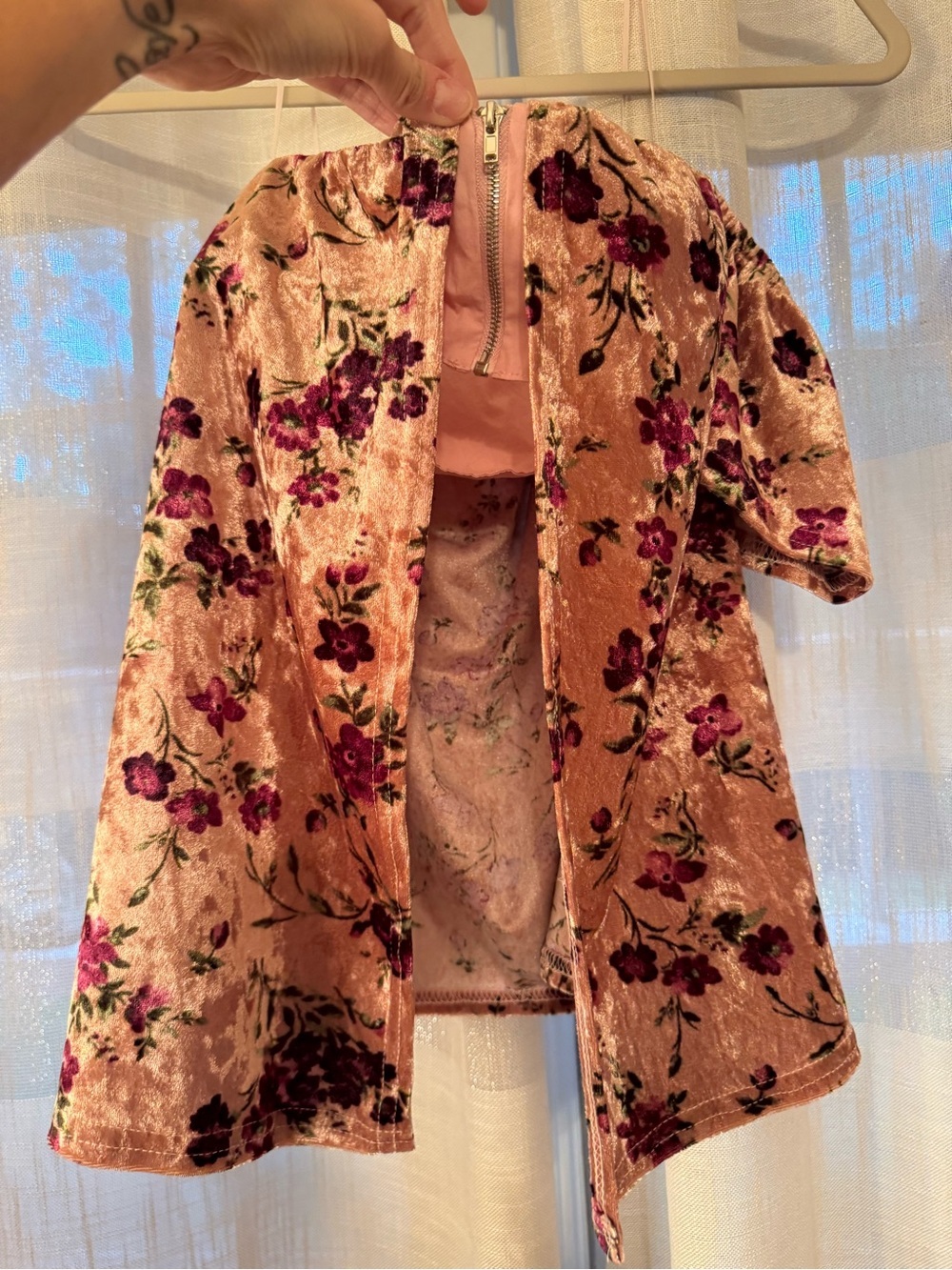 miami Rose Pink Floral Velvet Off-Shoulder Top - Picture 6 of 8